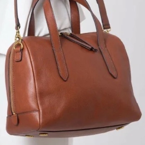 FOSSIL SYDNEY SATCHEL BROWN NWT - Picture 2 of 4
